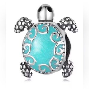 Silver and Blue Fancy Turtle Charm